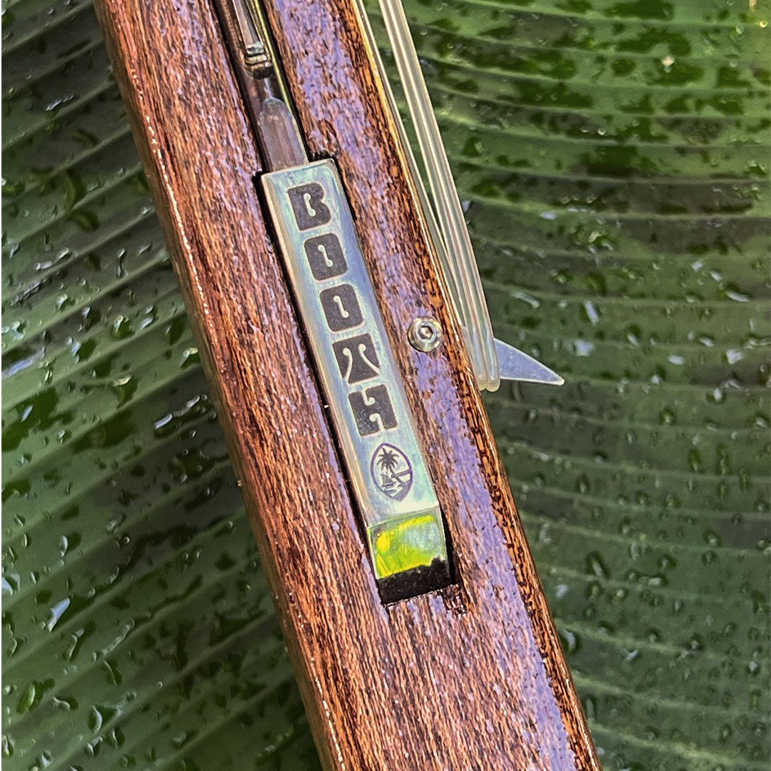 Jakes 60 Tribute — reclaimed mahogany stock, Booth Spearguns